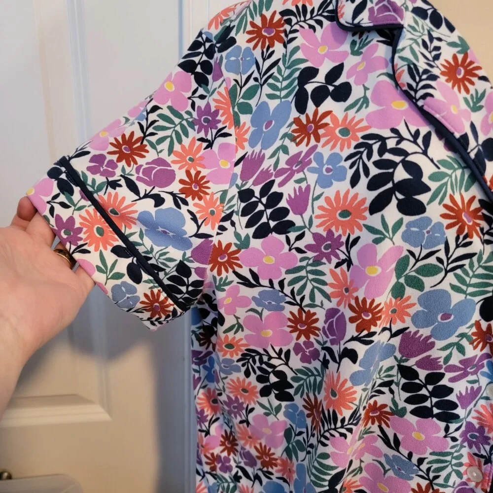 Kate Spade New York Black Label Spring Floral Pajama Top Short Sleeve
